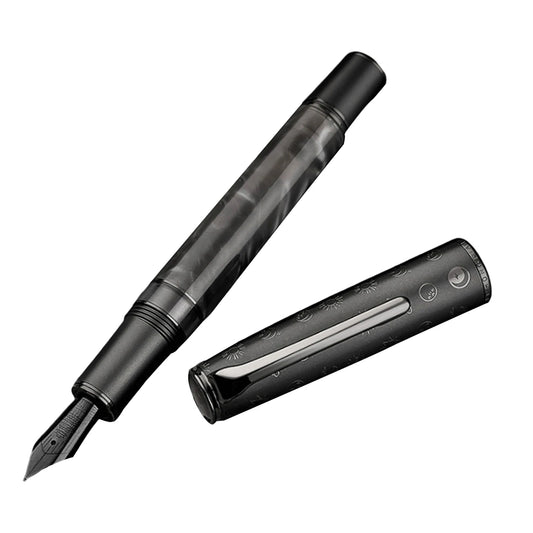 Hongdian N7 Resin Piston Fountain Pen Kelabu EF/F Nib Kelinci yang cantik Totem Cap Menulis Pejabat Hadiah Pen Dakwat