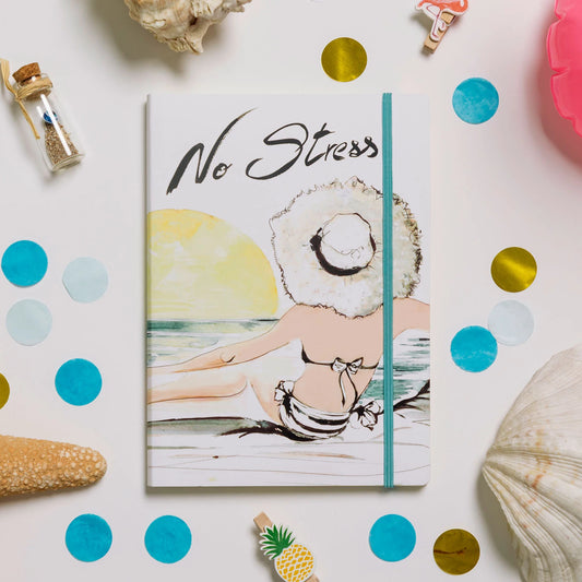 Remembering-No Stress. Travel notebook with pocket and rubber 96 pags. Pretty notebook for drawing, notes, office or as a gift