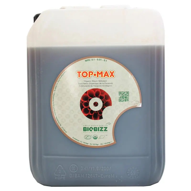 BioBizz Top Max Fertilizante estimulator de floración, 5 Litros, para plantas y flores, cogollos grandes de cáñamo, HEMP