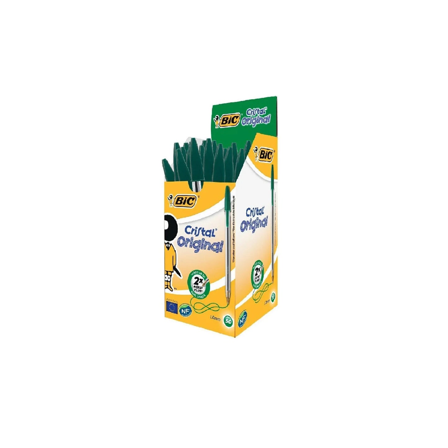 BIC Glass Large Pens Wide Tip (1,0mm) Colors, 50 PCs Box, for Soft Writing, Office