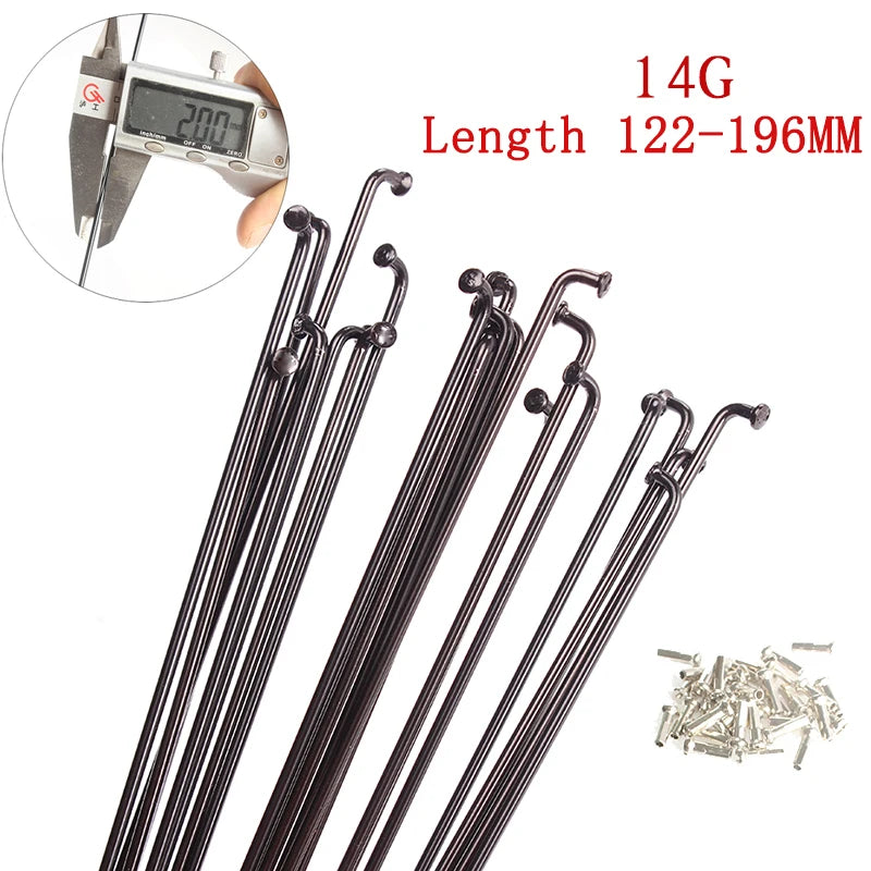 SMLLOW 16pcs/lot 14G 122 128 146 176 196mm 45# Jejari MTB Keluli Basikal Gunung Basikal Jalan Rim Roda Bahagian Jejari dengan Pencit