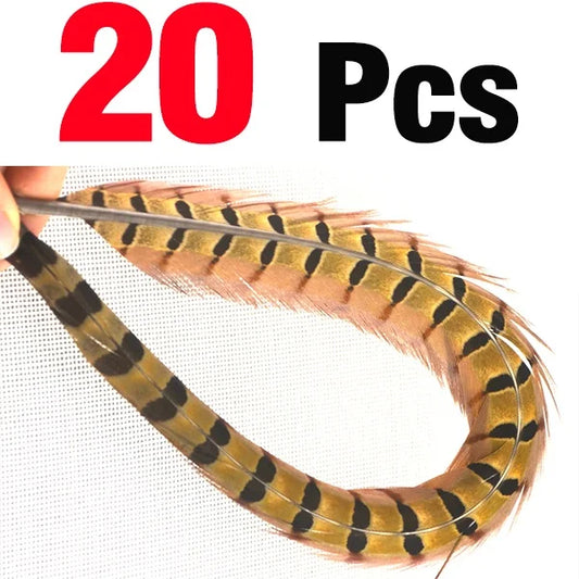 MNFT 20Pcs/Lot 20-25cm (including stem) Natural Pheasant Feathers Nymphs Fly Fishing Tying Material