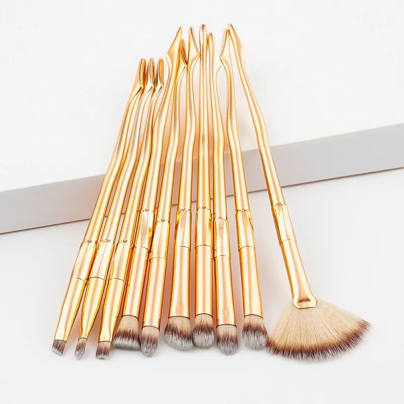 2017 New 10pcs/set Eye Shadow Foundation Eyebrow Brush Makeup Brush Tool Legs shape Gradient color Cosmetics Makeup Brush Set