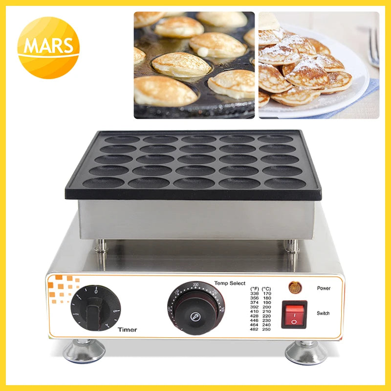 Mars Electric 220V 110V 25pcs Poffertjes Grill Dutch Waffle Iron Mini Pancake Machine for sale