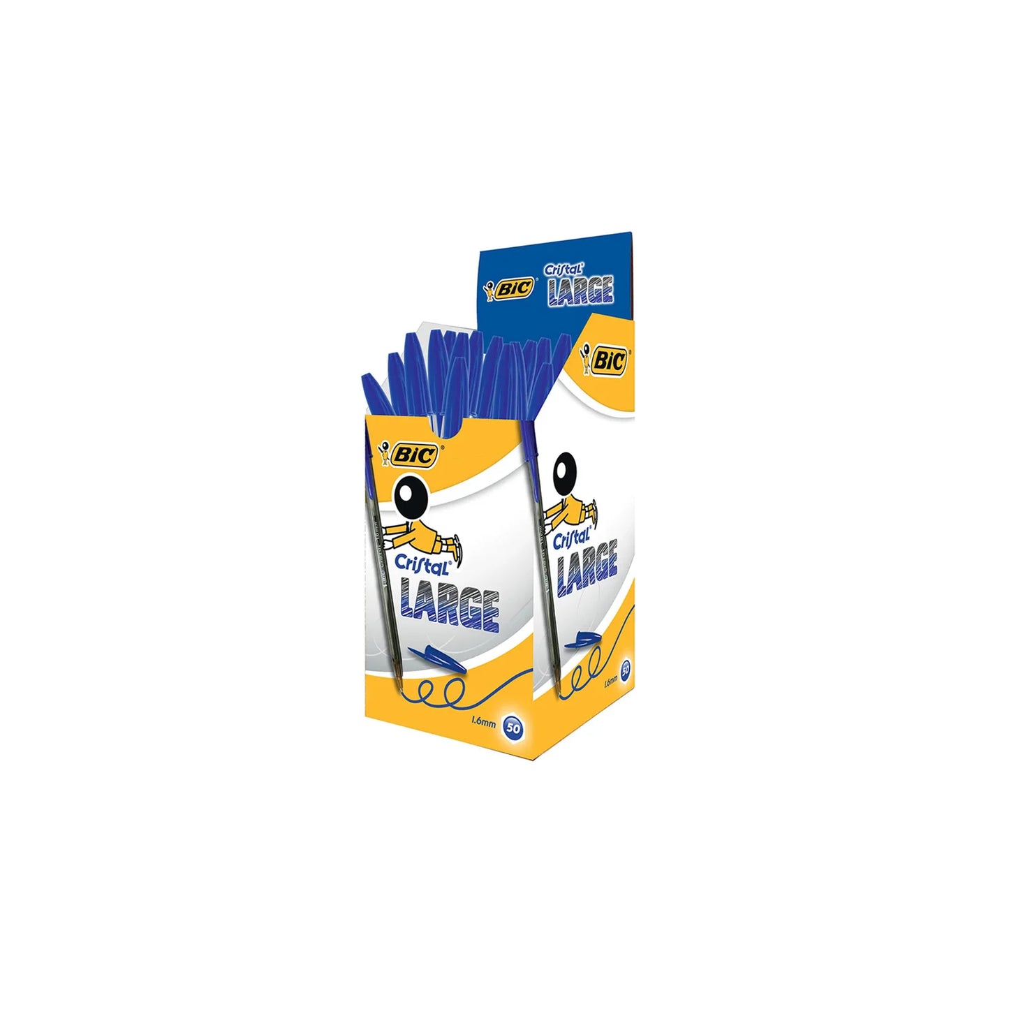 BIC Glass Large Pens Wide Tip (1,0mm) Colors, 50 PCs Box, for Soft Writing, Office