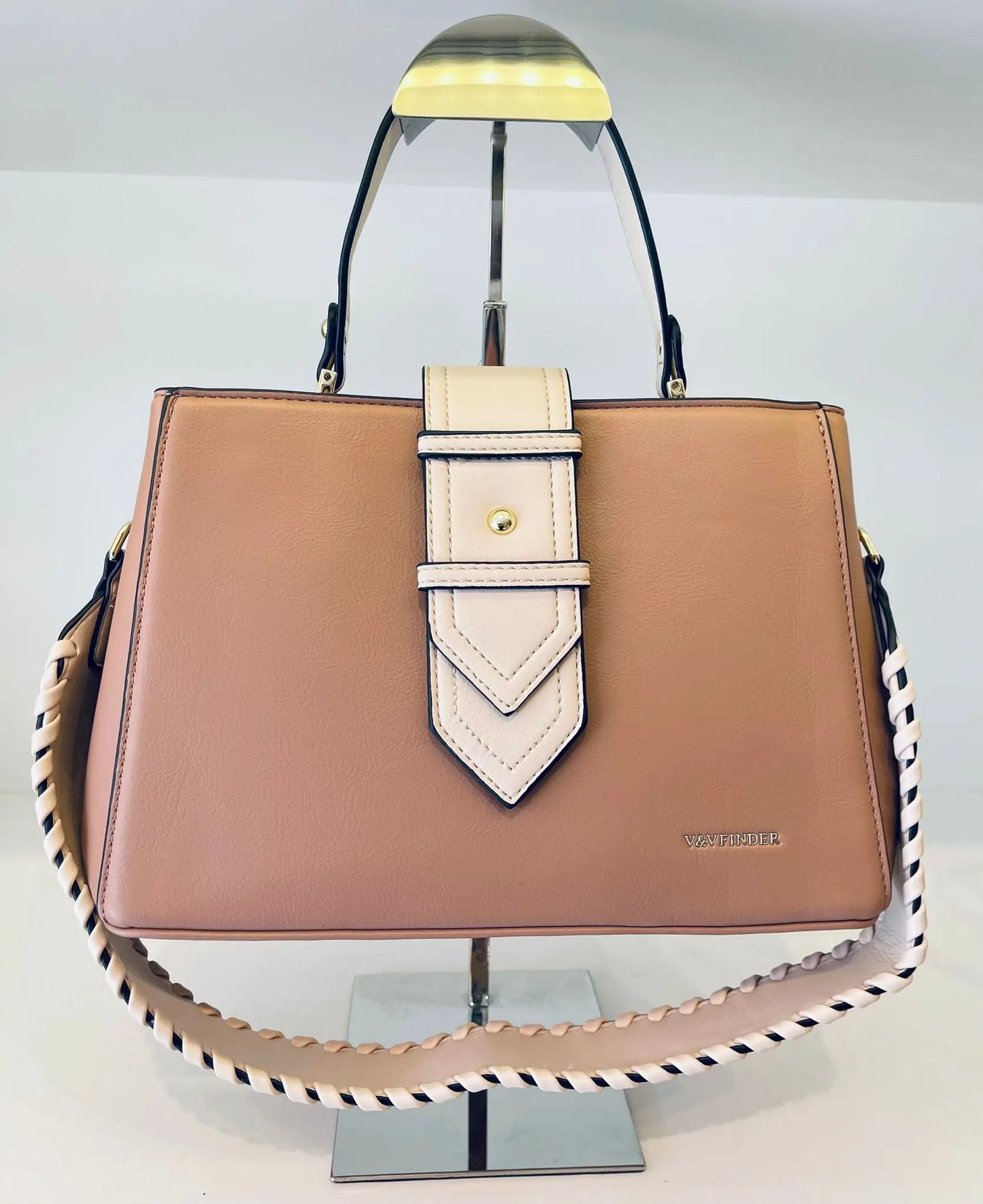 Beg bahu V & V FINDER dengan warna digabungkan membawa dua zip dengan banyak bahan keluar berasingan berkualiti tinggi 100% saiz kulit PU hanya