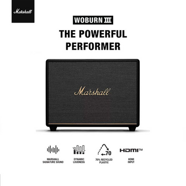 Pembesar Suara Marshall Woburn III Hitam (1006018 1006019 1006087)