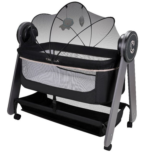 CROLLA ZENN BABY ELECTRIC BED SWING CRIB - JET BLACK