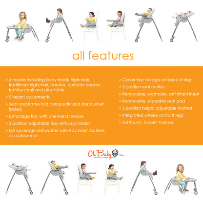 Joie multiply™ 6in1 Multi-Mode Highchair | 6-in-1 Convertible | 6 Bulan hingga 6 Tahun | 2-Year Warranty