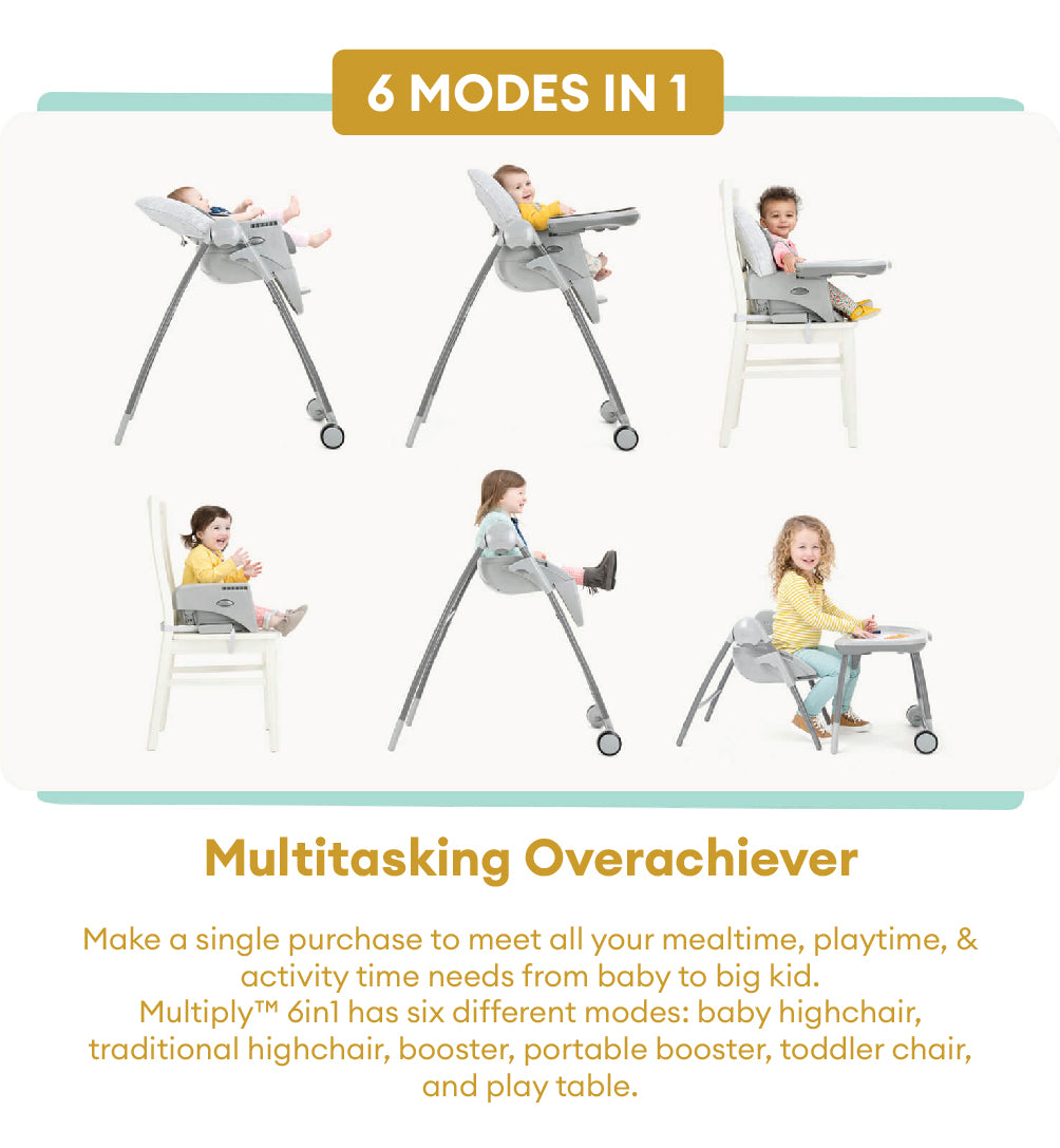 Joie multiply™ 6in1 Multi-Mode Highchair | 6-in-1 Convertible | 6 Bulan hingga 6 Tahun | 2-Year Warranty
