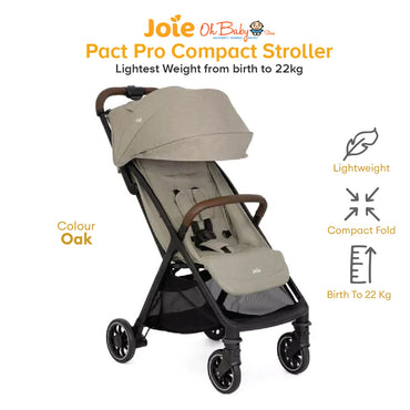Joie Pact Pro Stroller | Lightweight Compact, One-Hand Fold, Travel-Ready | Lahir hingga 22kg | 2-Year Warranty