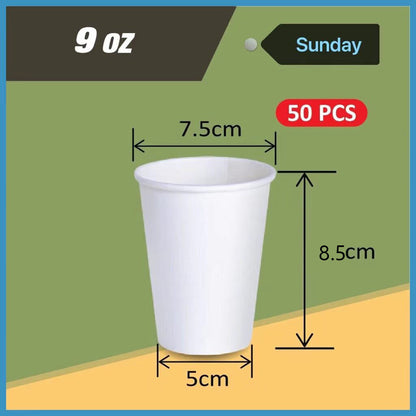 [50pcs] 6oz/9oz/12oz White Paper Cup/Plastic Cup/Disposable Drinking Cup / Cafe Takeaway