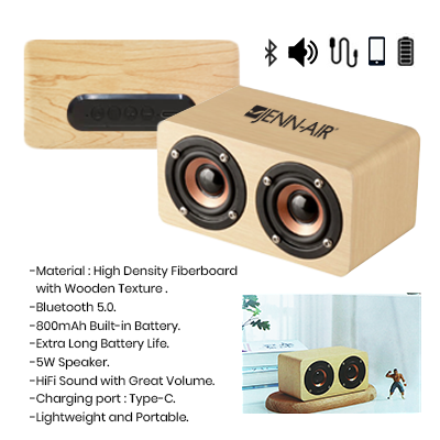 Nelson Wooden Bluetooth Speaker - 800mAh Battery