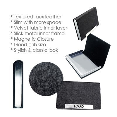 Magnetic Faux Leather Name Card Holder