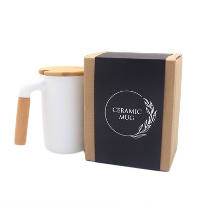 DESIGNER Ceramic Mug with Wooden Handle - 450ml