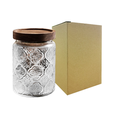Wooden Lid Glass Canister - 700ml