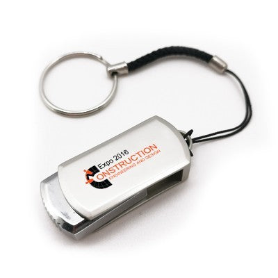 Mini Metal Swivel USB flash drive with HP Strap - 8GB