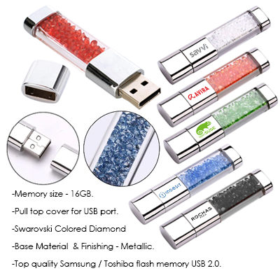 Rhinestone Crystal USB Flash Drive - 16GB