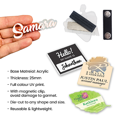 Transparent Acrylic Name Tag with Magnetic Back