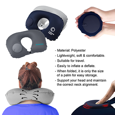 PUMP UP Polyester Inflatable Travel Pillow