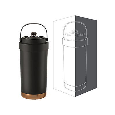 GOLD Dual Lid 316 S.Steel Bottle with Straw Handle – 500ml