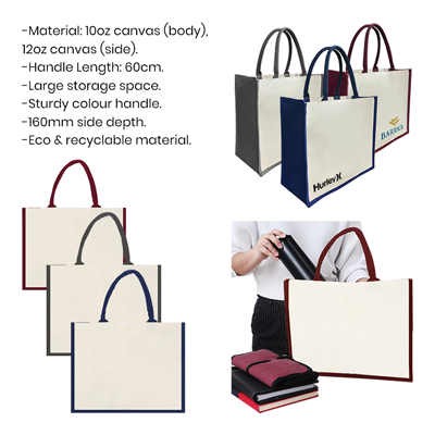 Colour Strip Laminated Canvas Bag - 10oz (400x330x160)