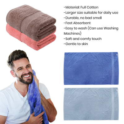 Full Cotton Bath Towel with Drawstring Pouch (1400x700) - 460g