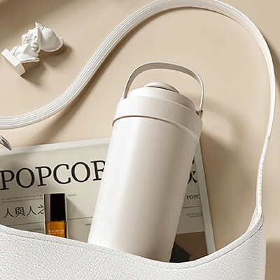 GOLD Dual Lid 316 S.Steel Bottle with Straw Handle – 500ml