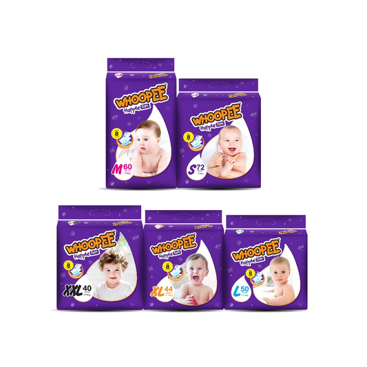 Whoopee Mega Tape Diapers Baby (1 Carton)