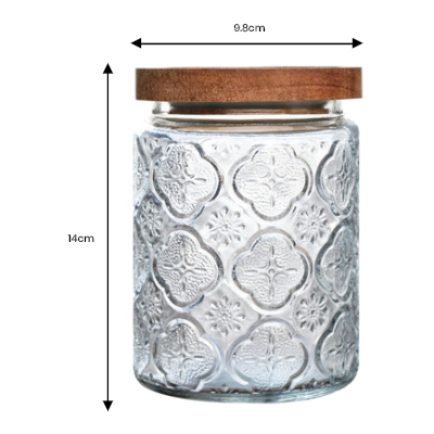 Wooden Lid Glass Canister - 700ml