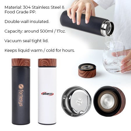 WOOD Premium Stainless Steel Thermos - 500ml