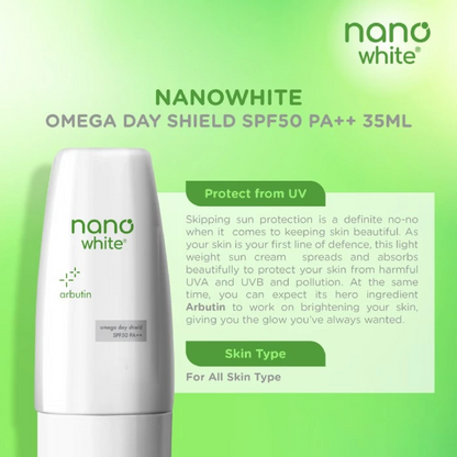 Nanowhite Essential Omega Day Shield Pelindung Matahari SPF50 PA++ 35ml