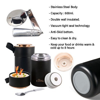 Stainless Steel Braised Thermos with Spoon - 600ml