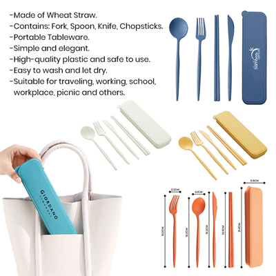 WHEAT 4-in-1 Colour Eco-Cutlery Set