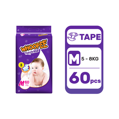 Whoopee Mega Tape Diapers Baby (1 Carton)