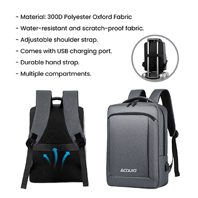 15.6" WOLLY Laptop Backpack with External USB Port