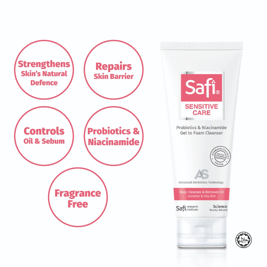 Safi Sensitive Care Probiotics &amp; Niacinamide Foaming Cleanser 100g