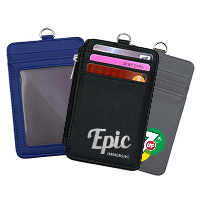 PU ID Holder with Open Zippered Wallet