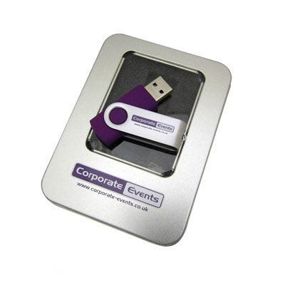 Half Window USB Metal Tin Box with White Sleeve