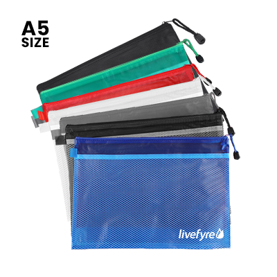 Frosted PVC Organizer with Net Divider – A5 Size