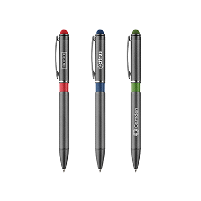 Color Tone Press Action Metal Ball Pen with Stylus