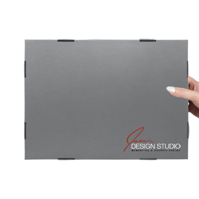 Grey Gift Box 3 Compartment with Shredded Paper- L Size