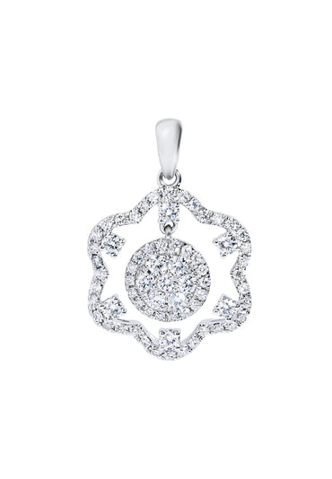 TOMEI Glimmering Grace Collection Diamond Pendant, White Gold 750