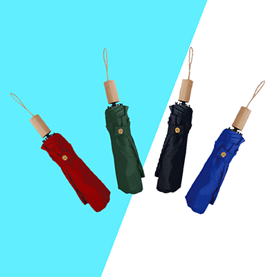 21'' 3 Fold Umbrella with Wooden Handle