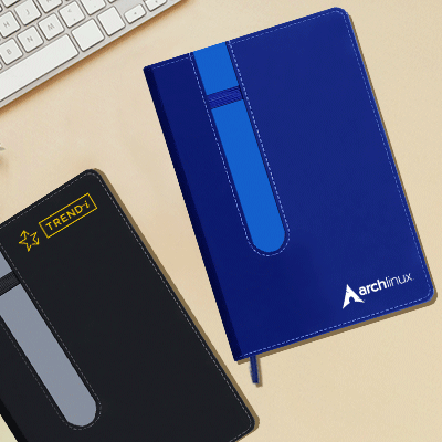 Duo Tone PU A5 Notebook with Pen Loop