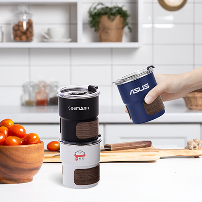 ZEN Stainless Steel Tumbler with Wooden Holder - 300ml