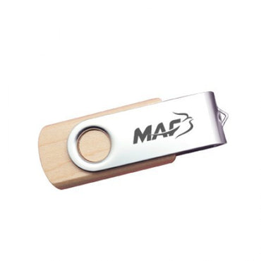 Metal Swivel Wooden USB Flash Drive - 8GB