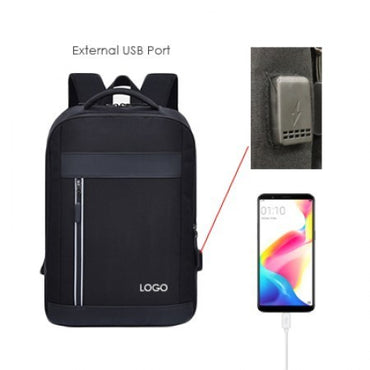 15.6" Travel PU Laptop Backpack with USB Port