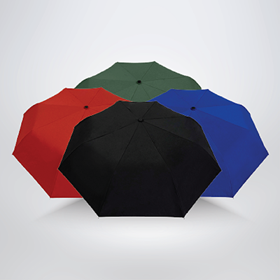 21'' 3 Fold Black Coated Umbrella with Wooden Handle