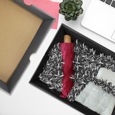 Grey Gift Box 1 Compartment with Shredded Paper- L Size